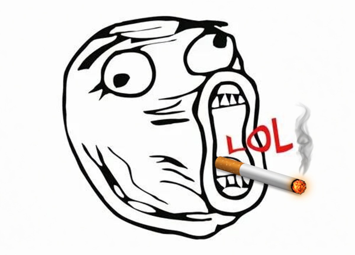 OG LOL face — smoking rage comic meme